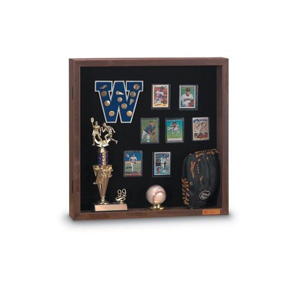 United Visual Products Wood Framed 4" Display Case, 24"x24", Waln, UVMCS2424-WALNUT-CORK UVMCS2424-WALNUT-CORK - main
